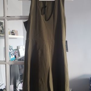 Express fit and flare olive green dress- NWT